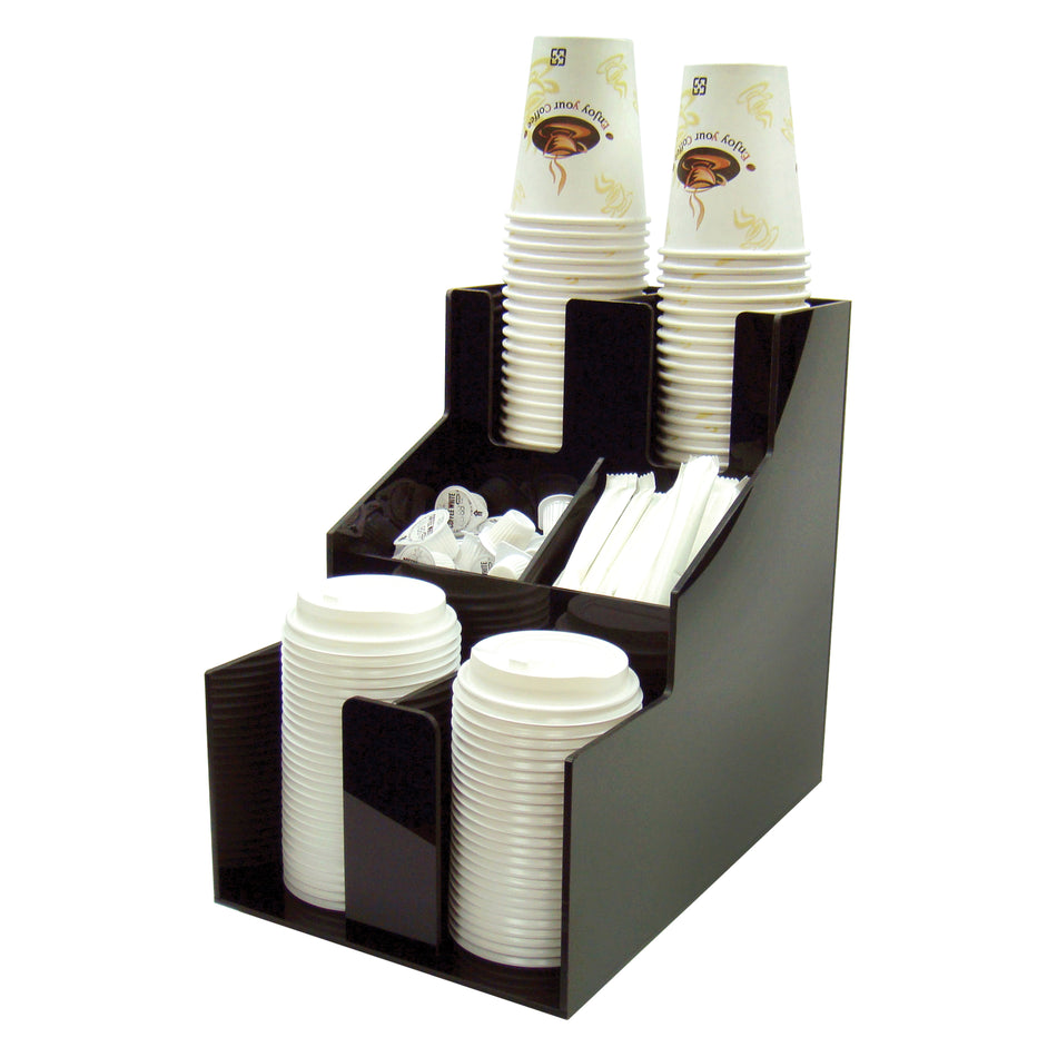 Winco CLSO-2T 8-1/2 Inch Cup and Lid Organizer 3 Tier with ABS Plastic Black