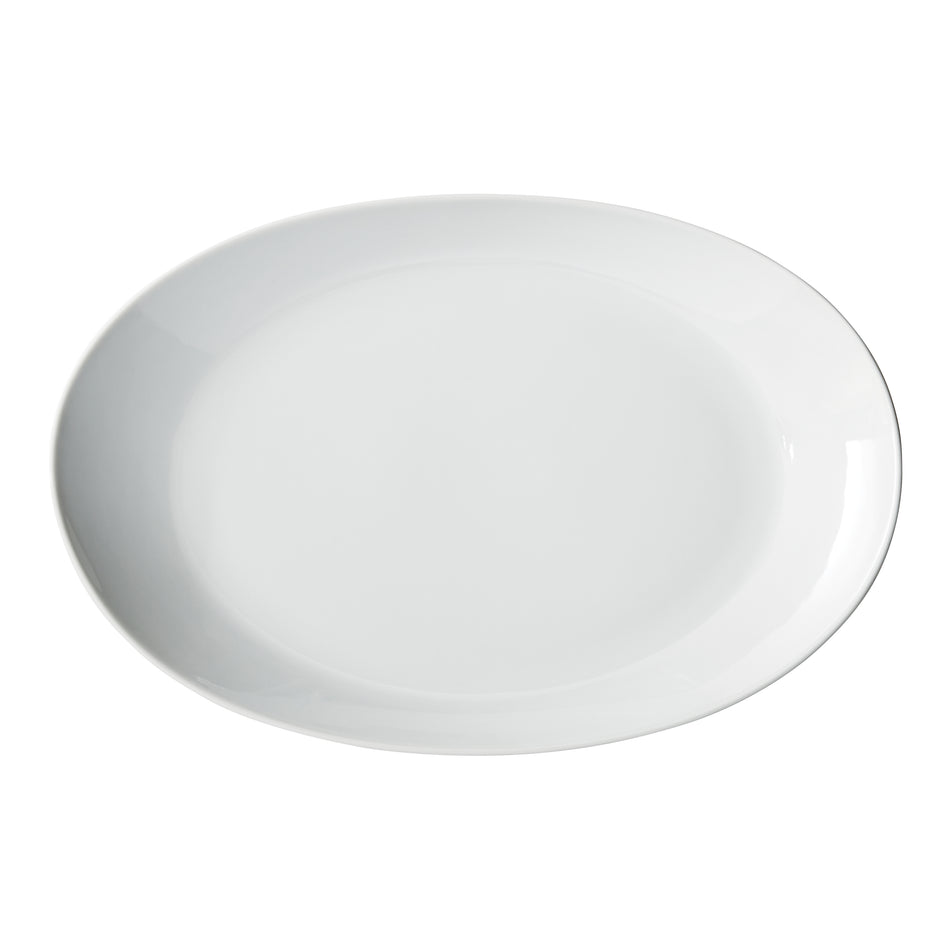 Winco OKP-1275PL Brechia Coupe Oval Platter, 12-3/4"L, White Porcelain, 12 Pieces/Case