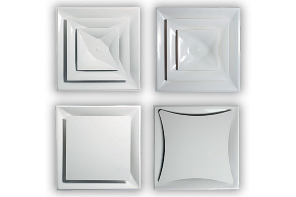 Grille Tech SCFIU2424-3, 24x24 Ceiling Diffuser, White Steel Ceiling Air Vent