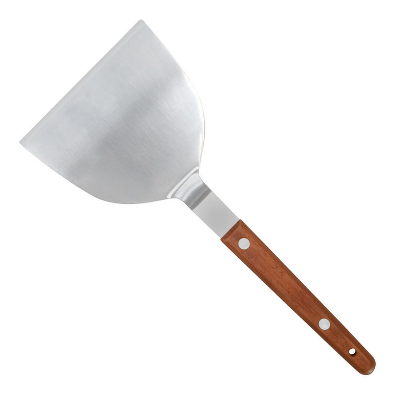 Winco TN43 4 Inch Stainless Steel Teppanyaki Turner with Wood Handle Satin Finish