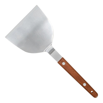 Winco TN43 4 Inch Stainless Steel Teppanyaki Turner with Wood Handle Satin Finish
