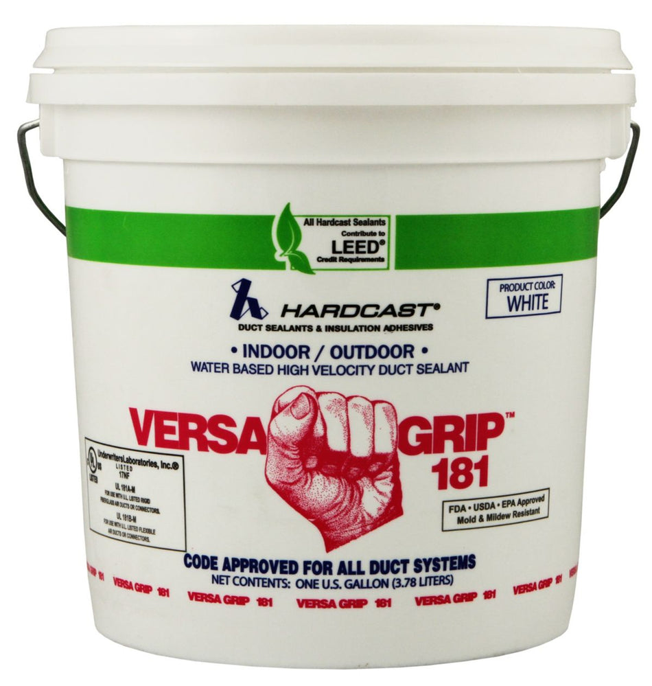 Hardcast/Carlisle 304139, Versa-Grip 181 Water Based Duct Sealant, White, 2 Gallon Pail