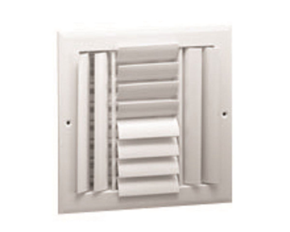 Hart & Cooley 022149, 10x10 4-Way Air Register, White Aluminum Sidewall & Ceiling Air Vent, A614MS Series