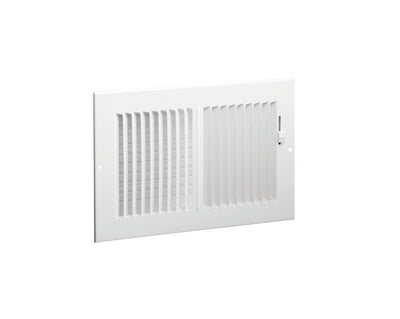 Hart & Cooley 043827, 10x4 2-Way Air Register, White Steel Sidewall & Ceiling Air Vent with Multi-Shutter Damper, 682 Series