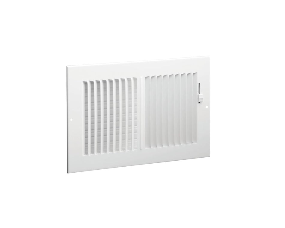 Hart & Cooley 043840, 14x4 2-Way Air Register, White Steel Sidewall & Ceiling Air Vent with Multi-Shutter Damper, 682 Series