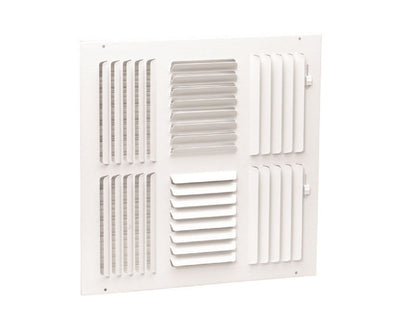 Hart & Cooley 013462, 8x8 4-Way Air Register, White Steel Sidewall & Ceiling Air Vent, 304 Series