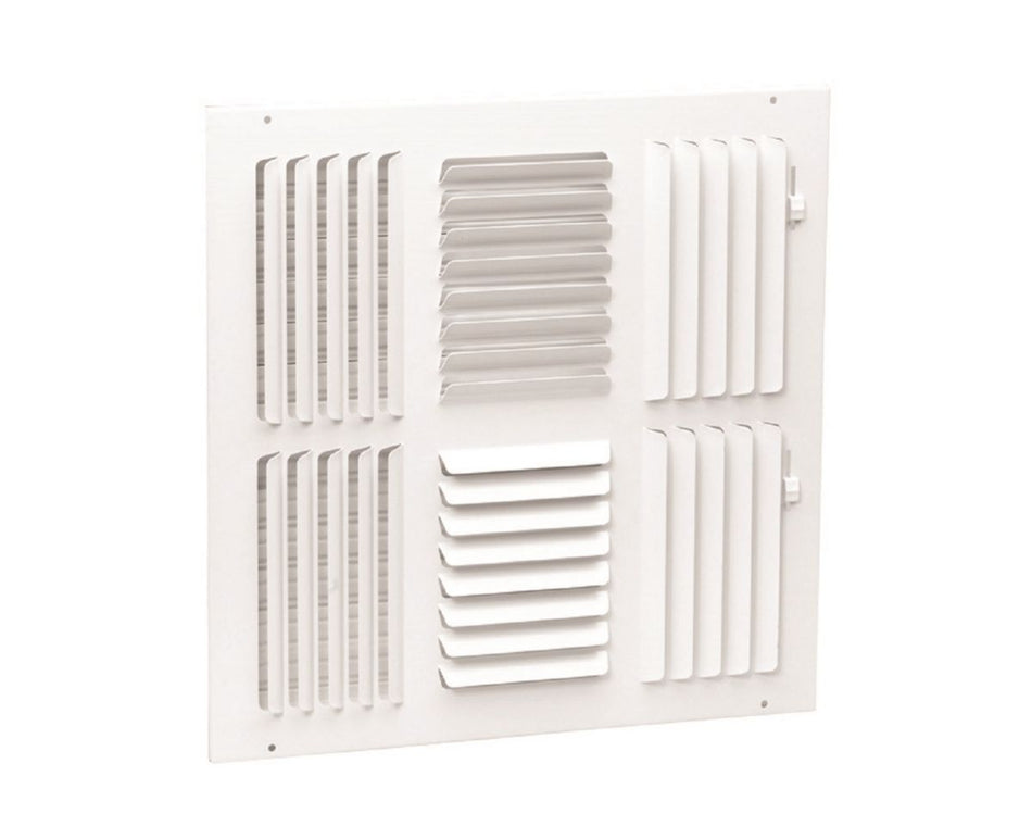Hart & Cooley 013462, 8x8 4-Way Air Register, White Steel Sidewall & Ceiling Air Vent, 304 Series