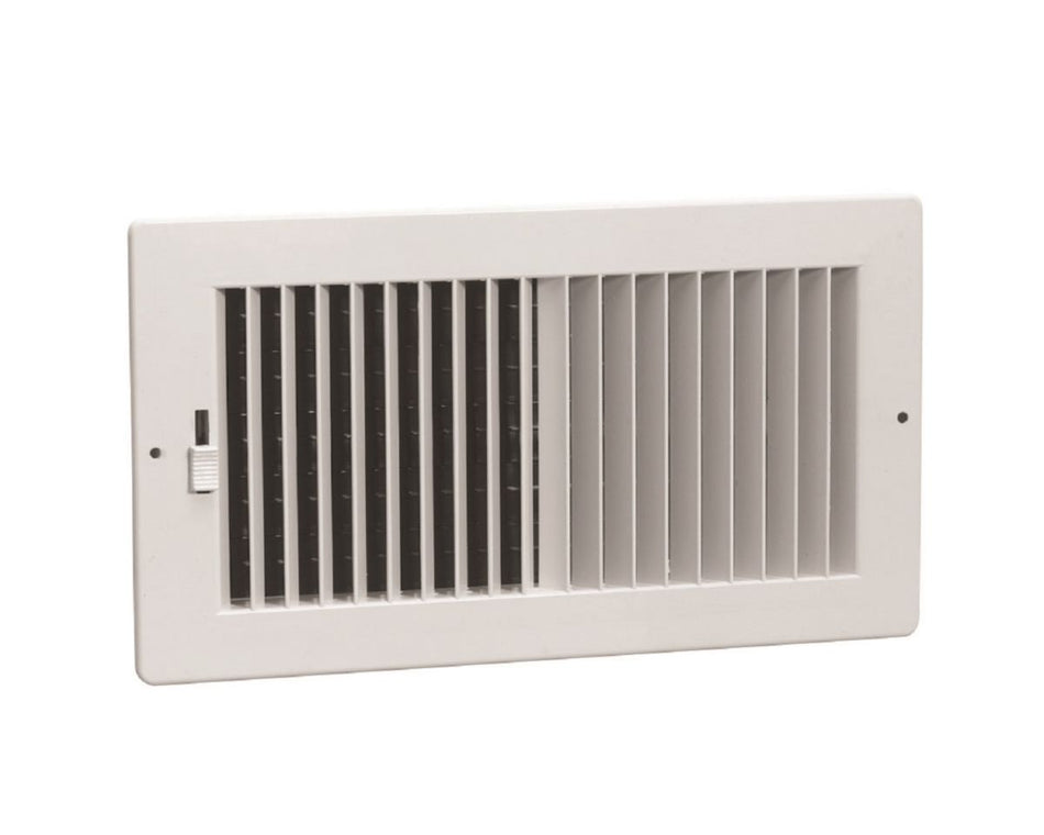 Hart & Cooley 550826, 10x6 2-Way Air Register, White Engineered Sidewall & Ceiling Air Vent with Multi-Shutter Damper, RZ682 Series