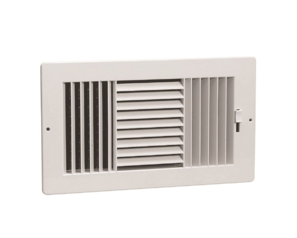 Hart & Cooley 556820, 14x6 3-Way Air Register, White Engineered Sidewall & Ceiling Air Vent with Multi-Shutter Damper, RZ683 Series