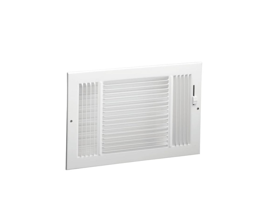 Hart & Cooley 010755, 12x4 4-Way Air Register, White Steel Sidewall & Ceiling Air Vent, 631 Series