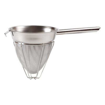 Winco CCB-8R 8 Inch Bouillon Strainer - Extra Fine Mesh Reinforced Stainless Steel Hollow Handle