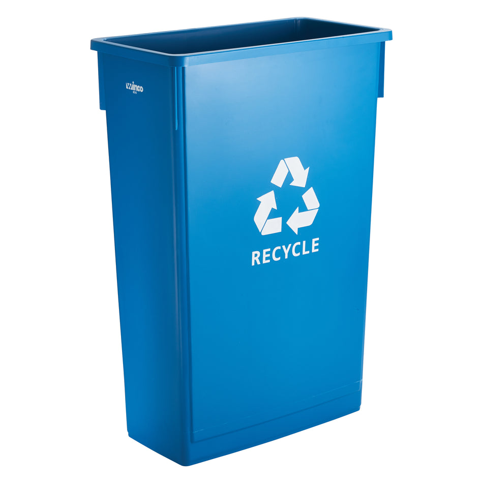 Winco PTC-23L 23 Gallon Slender Trash Can, Blue, Recycle
