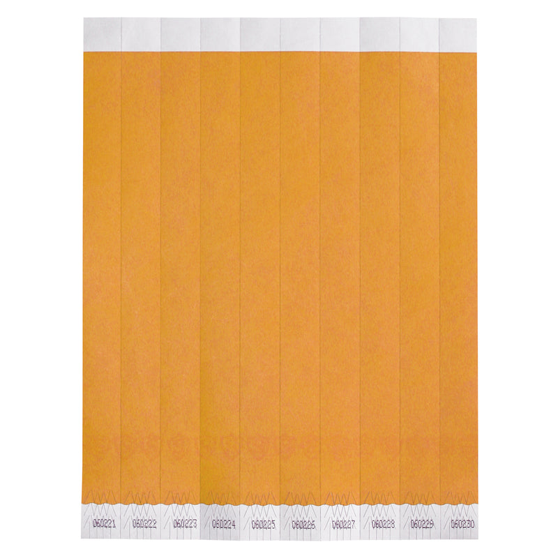 Winco WB-100O-S Bar Maid Waterproof Tear-Free Wristbands - Orange Solid (500 Pieces/Pack)