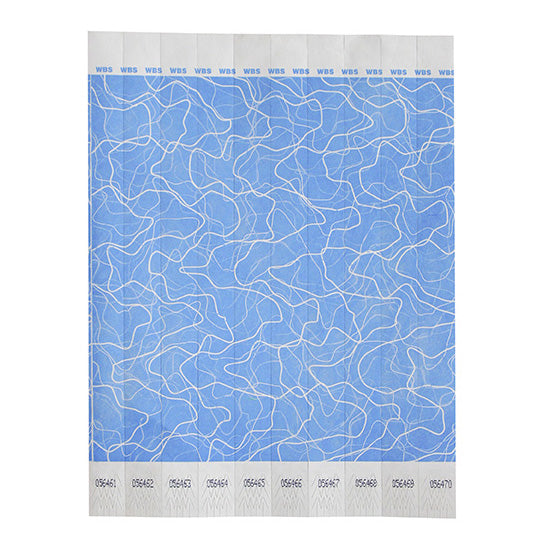 Winco WB-100B-D Bar Maid Waterproof Tear-Free Wristbands - Blue Pattern (500 Pieces/Pack)