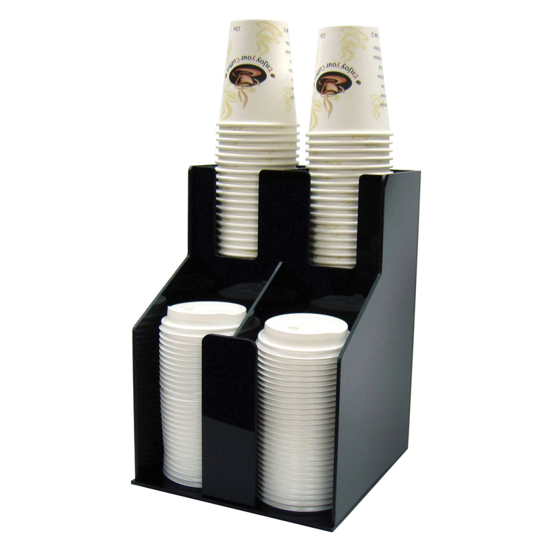 Winco CLO-2D 8-5/8 Inch Cup and Lid Organizer 2 Tier with ABS Plastic Black