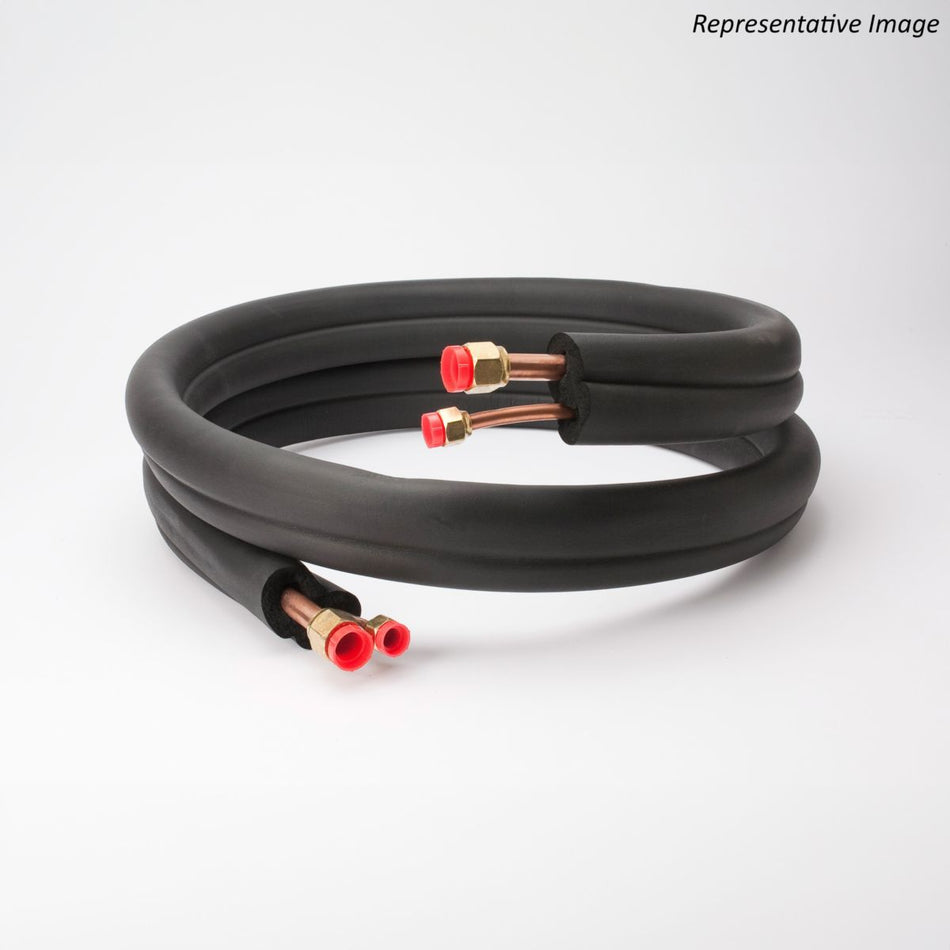 iCOOL A383412050BLK, 3/8 in x 3/4 in x 50 ft AC Line Set, Insulated Copper Refrigerant Lines, 1/2 in Suction Insulation, Sweat Connections