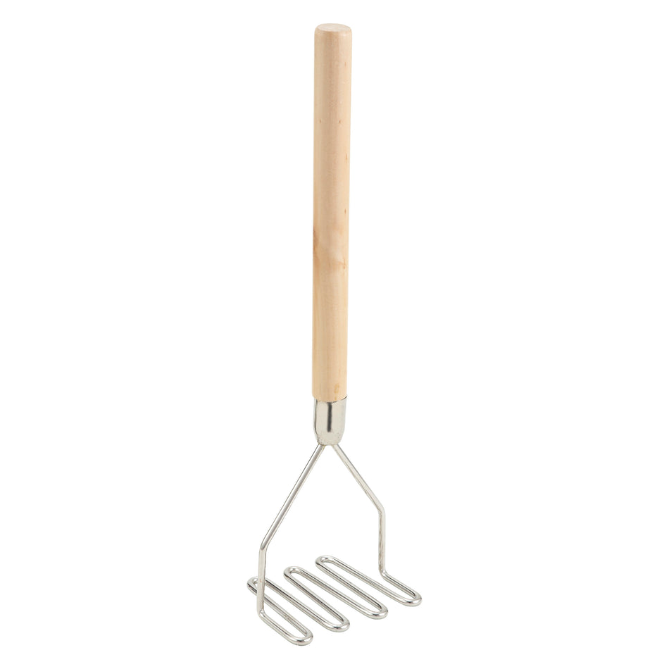 Winco PTM-18S 4-1/2 Inch Square Potato Masher Nickel Plated Wood Handle