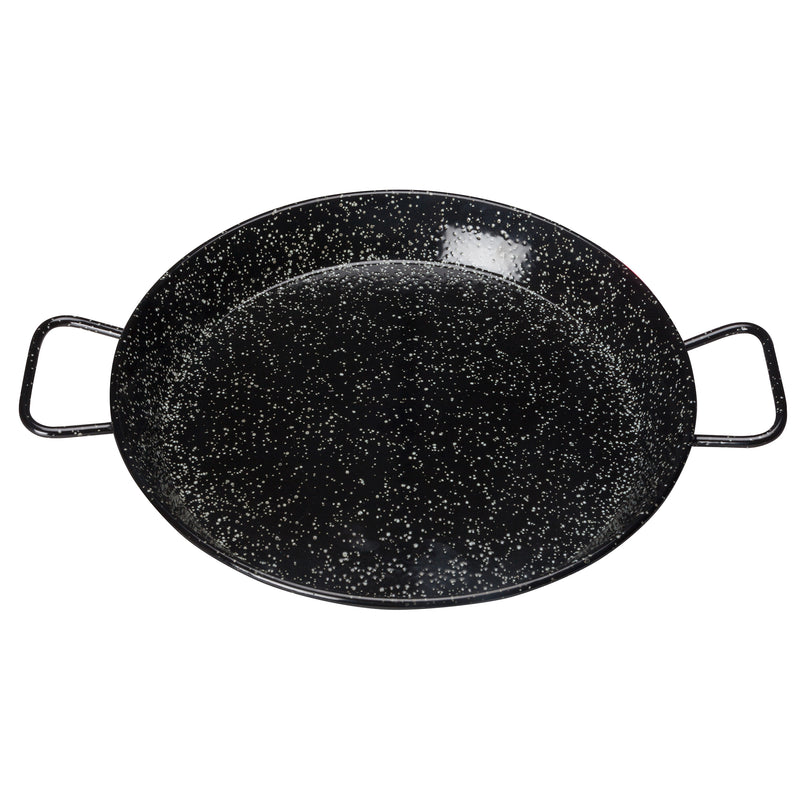 Winco 14-1/8" Paella Pan - Enameled Carbon Steel Round Dual Handle