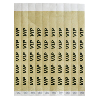 Winco WB-VIP Bar Maid Waterproof Tear-Free Wristbands - VIP (Gold/Black) (500 Pieces/Pack)