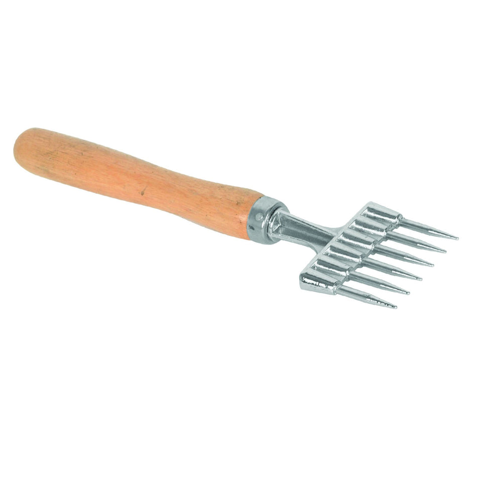 9" x 2-1/2" x 6/7", Ice Chipper with 6 Prong, Zinc Alloy Body and Prongs with Wooden Handle