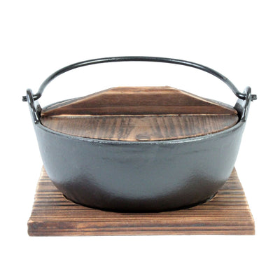 Thunder Group IRPA002 32 Oz Japanese Noodle Bowl with Wooden Lid Cast Iron