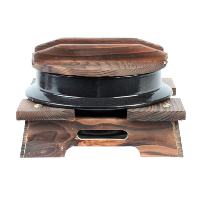 Thunder Group IRPA003 40 Oz Japanese Noodle Bowl Cast Iron With Wooden Lid and Base