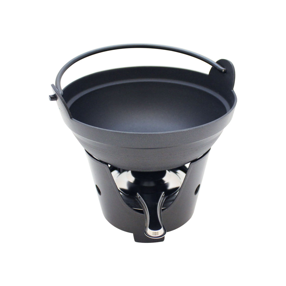32 oz, 7-5/8" x 7" x 9-3/4" Shabu-Shabu Bowl with Fuel holder and Aluminum Ladle to put out flame, Aluminum Alloy with Non-Stick Coating