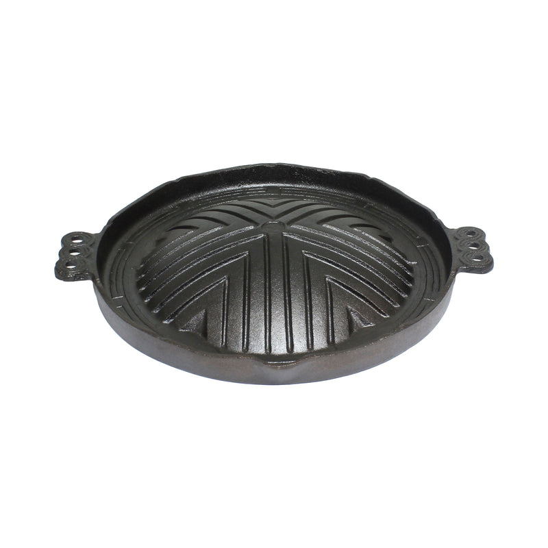 Thunder Group 10-1/4" Round Cast Iron BBQ Sizzle Plate - Ridged Surface