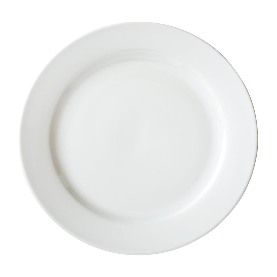 Winco BPR-14RE Birkhall Plate with Rolled Edge, 14" dia, White Porcelain, 6 Pieces/Case