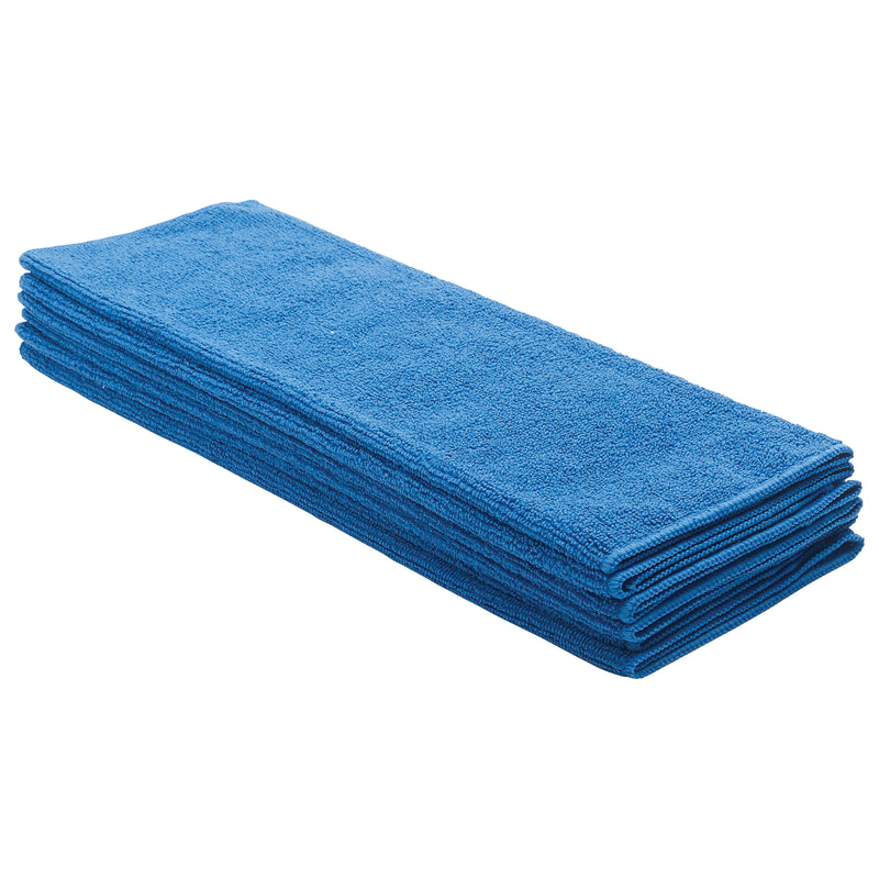 Winco BTM-16B 16 Inch Square Towel Set Blue Microfiber with 6 Packs