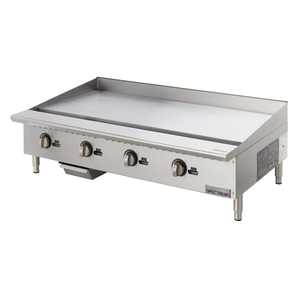 Winco NGGD-48M 48 Inch Gas Griddle Countertop with 4 Burners 120000 BTU