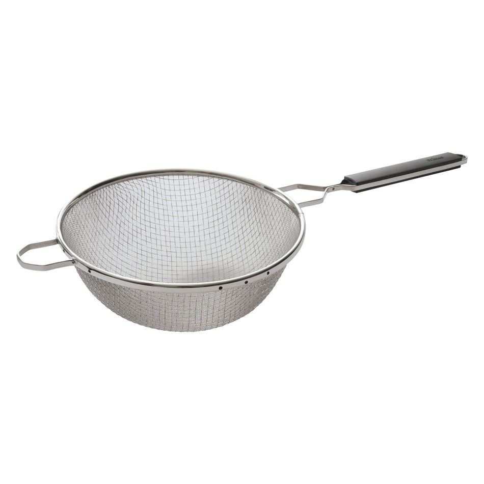 Winco MSTP-10DM 10 Inch Double Medium Mesh Strainer Plastic Handle Stainless Steel