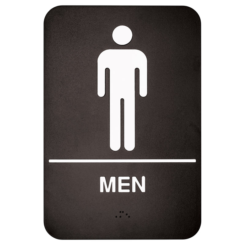 Winco SGNB-605 6 Inch Sign Braille Compliance White on Black MEN