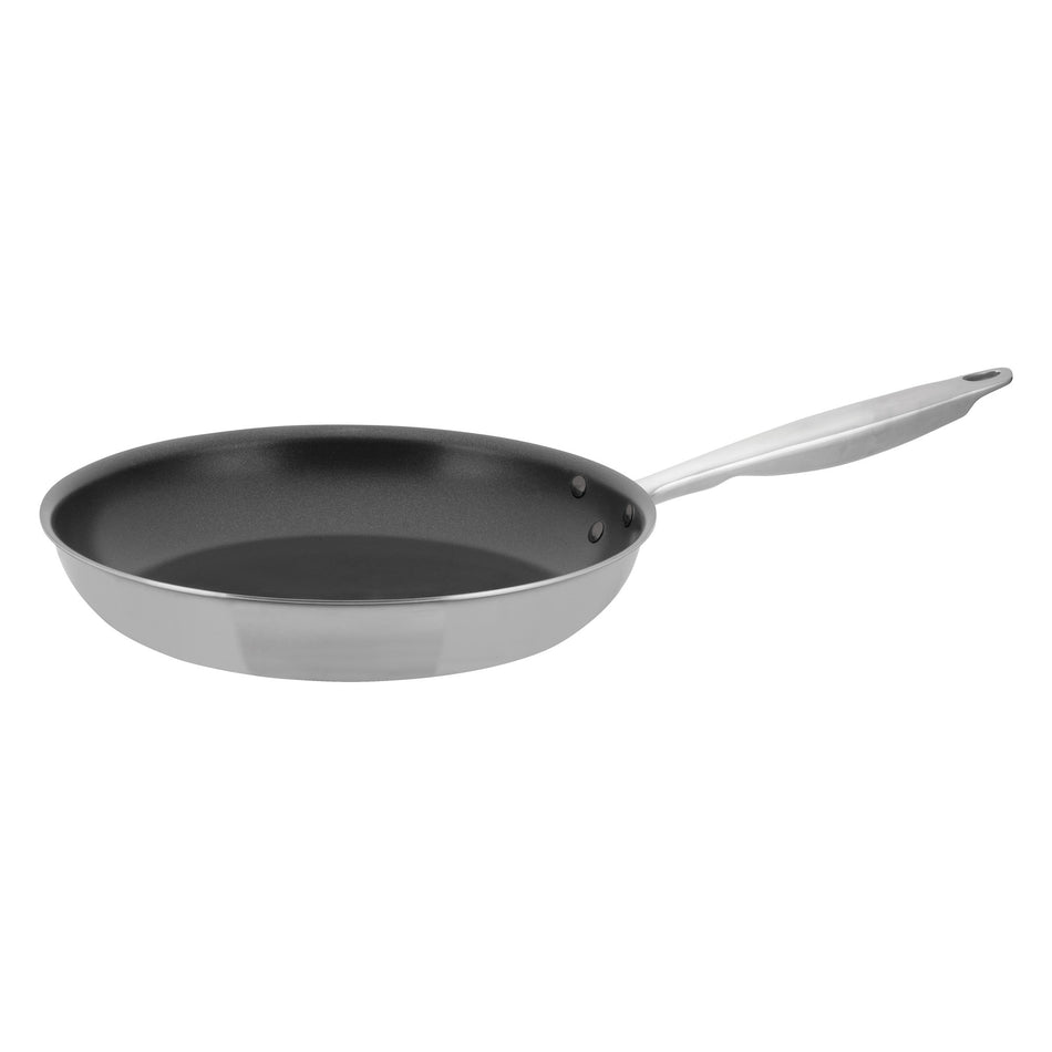 Winco TGFP-12NS 12 Inch Fry Pan Induction Ready Riveted Handle Tri-Ply Aluminum Coated
