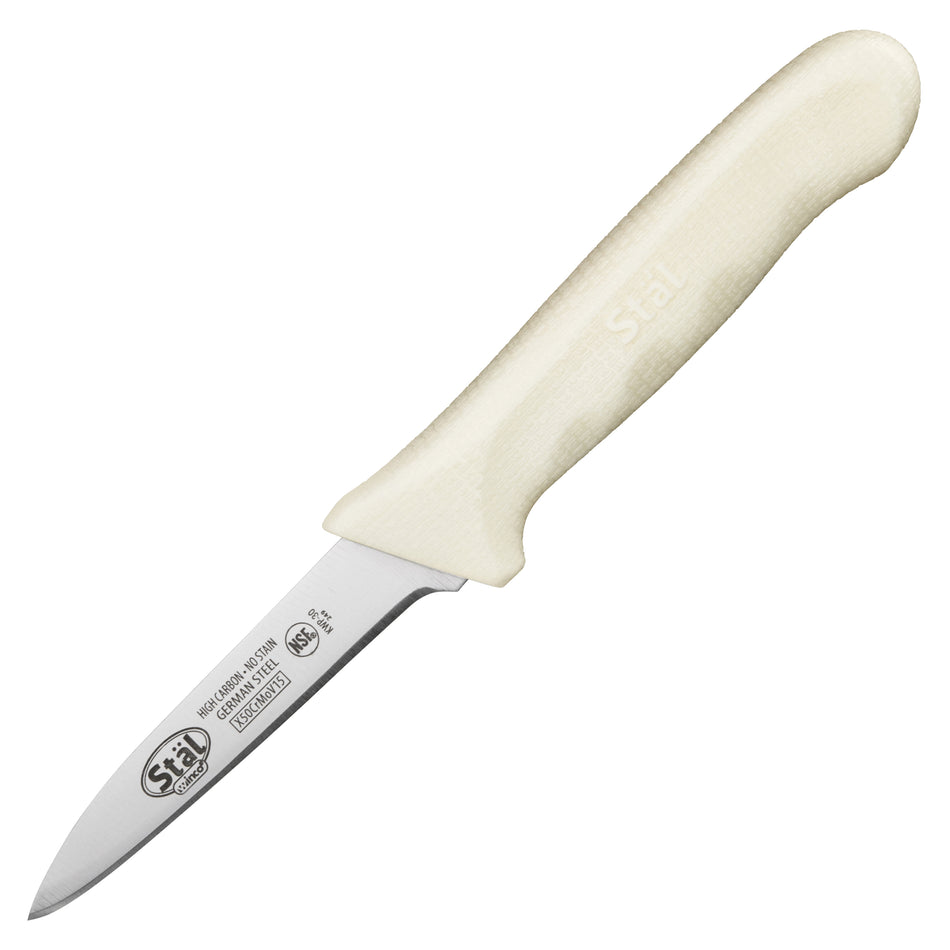 Winco KWP-30 3-1/4 Inch Blade Paring Knife High Carbon Polypropylene White