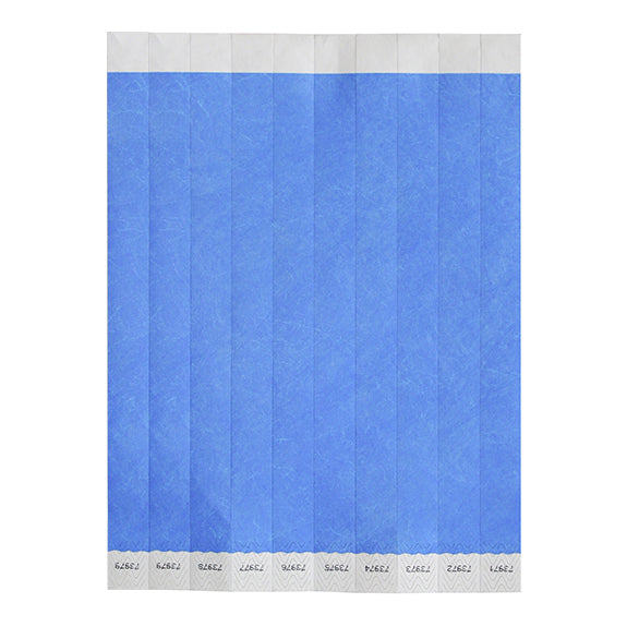 Winco WB-100B-S Bar Maid Waterproof Tear-Free Wristbands - Blue Solid (500 Pieces/Pack)