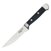 Winco SK-1 5 Inch Blade 11-7/8 Inch Overall Length Steak Knife Forged Stainless Steel Black POM Handle