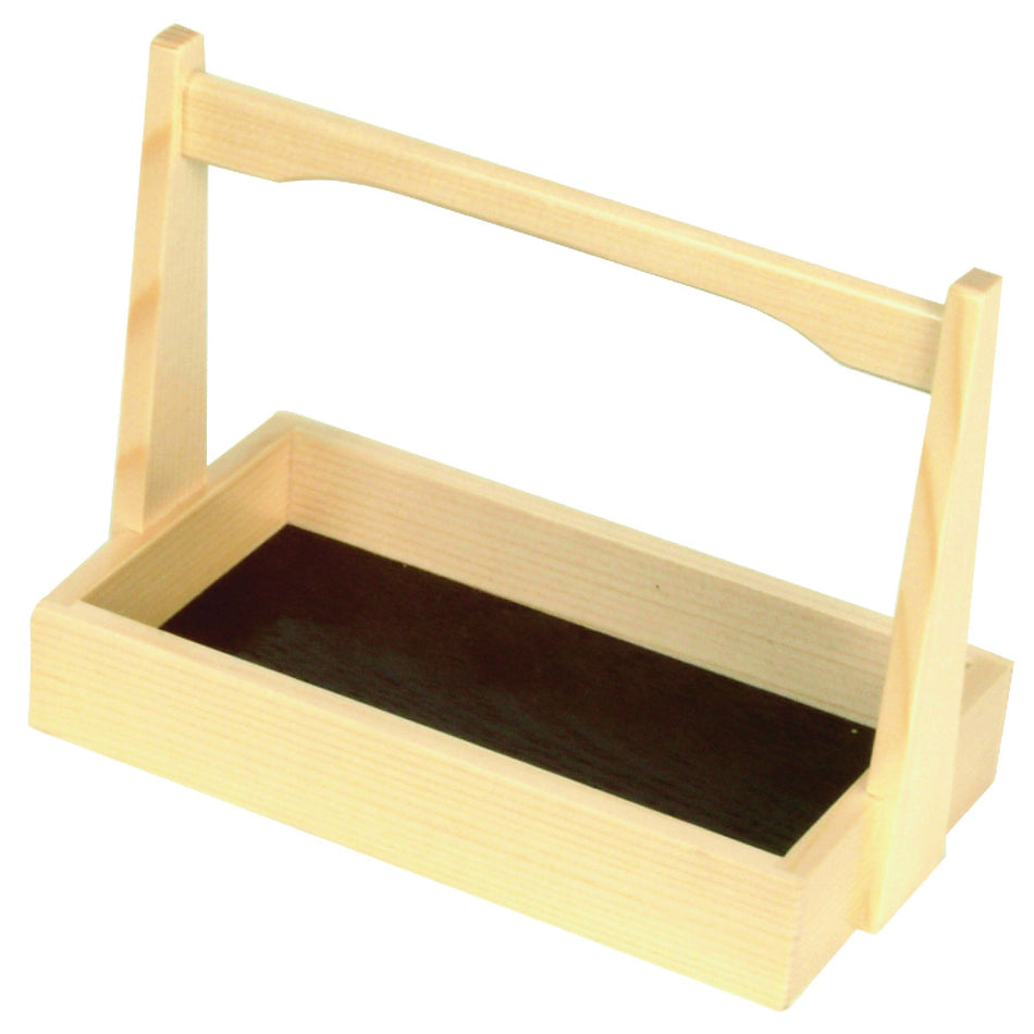6-1/2" x 3-3/4" Shiraki Wood Shoyu Sauce Holder Tray with Handle