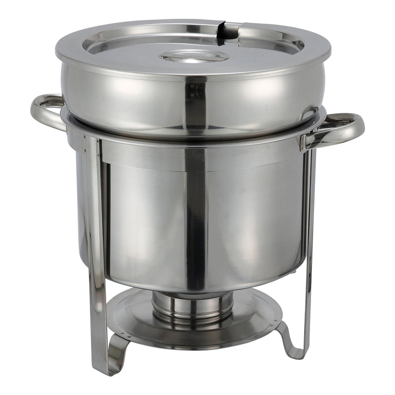 Winco 211 11 Quart Round Soup Warmer with Cover Water Pan Frame Stainless Steel