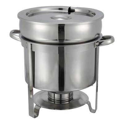 Winco 211 11 Quart Round Soup Warmer with Cover Water Pan Frame Stainless Steel
