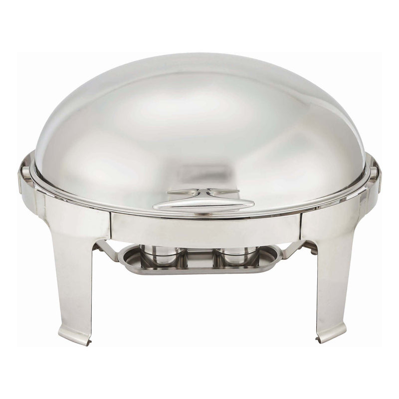 Winco 603 8 Quarts Stainless Steel Roll Top Oval Chafing Dish with Pans