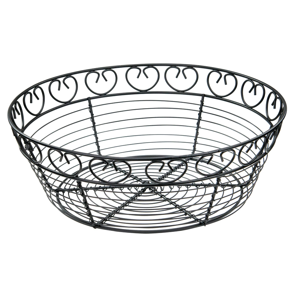 Winco WBKG-10R 10 Inch Diameter Round Basket Wire Construction Black