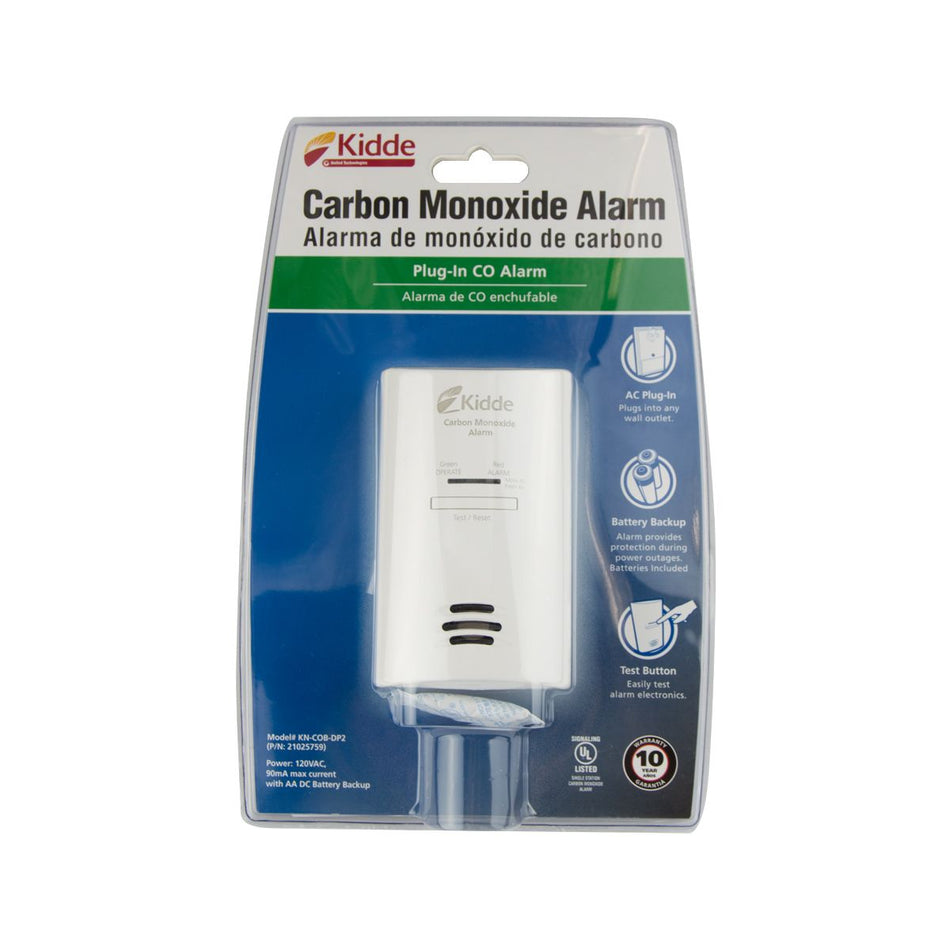 Kidde - 21025759 - Carbon Monoxide Alarm AC Powered, Plug-In with Battery Backup KN-COB-DP2