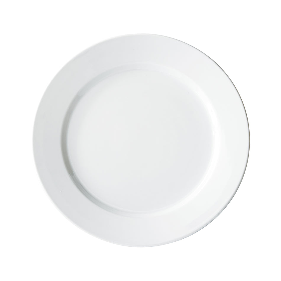 Winco BPR-12RE Birkhall Plate with Rolled Edge, 12" dia, White Porcelain, 12 Pieces/Case