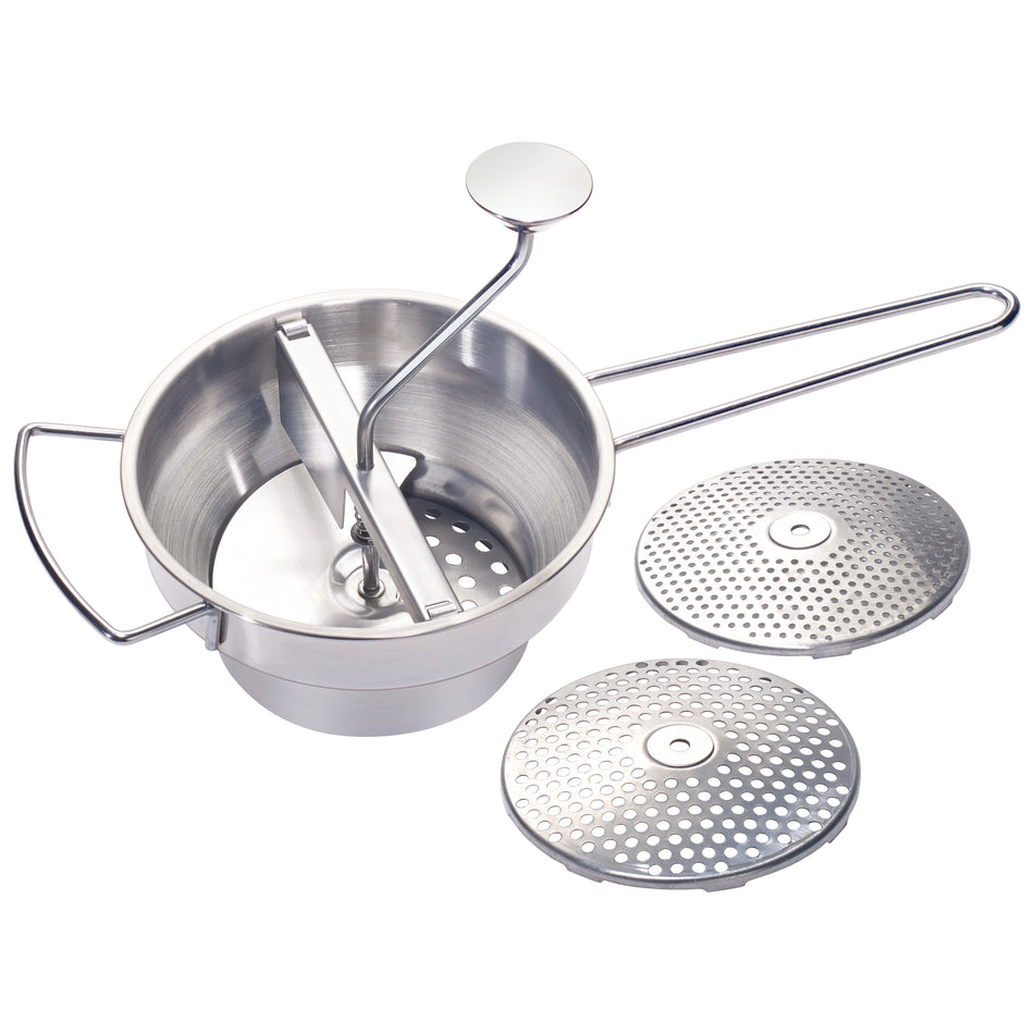 Winco SVM-3 2 Quart Manual Food Mill Stainless Steel with 3 Plates