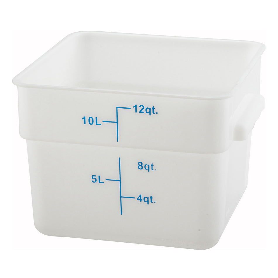 Winco PTSC-12 12 Quart Food Storage Container Square with Built-in Handles Polypropylene