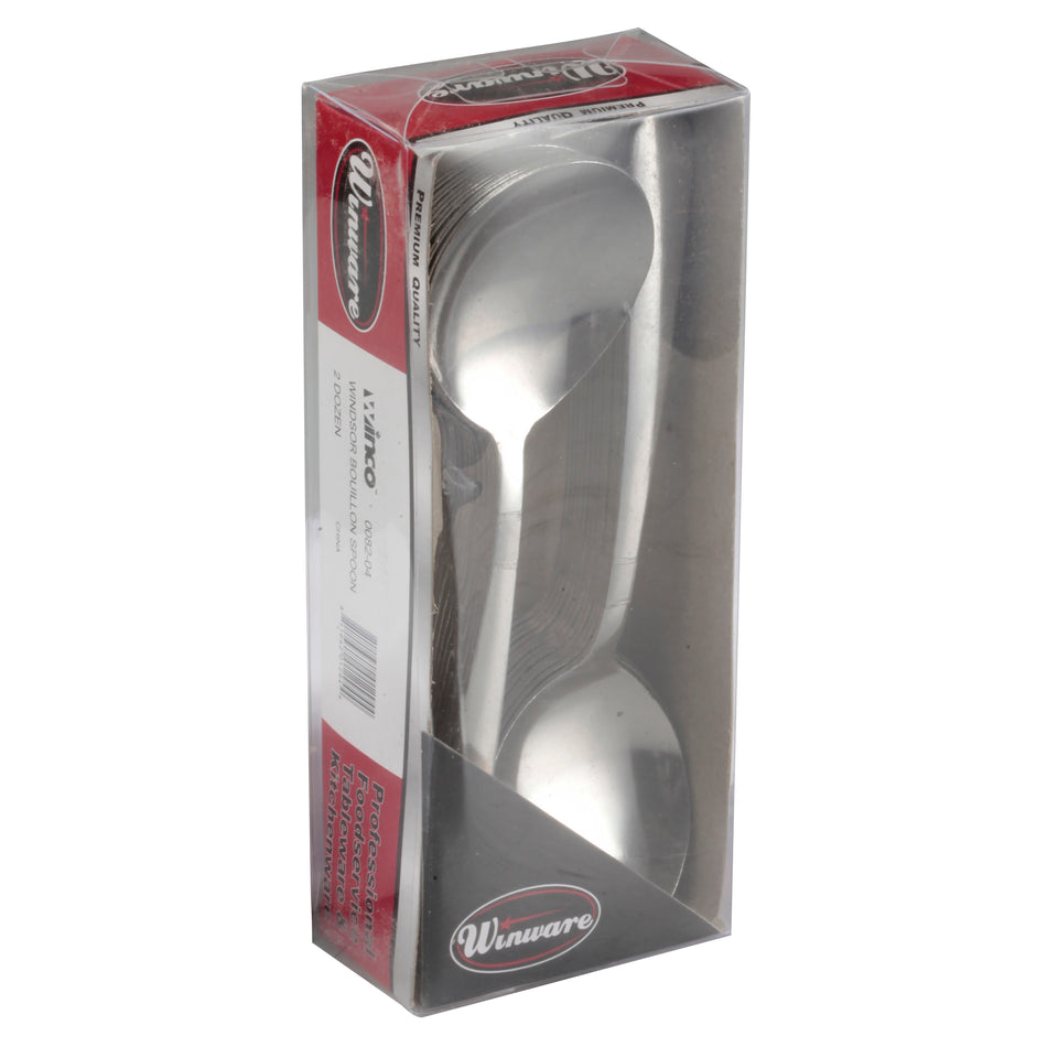 Winco 0082-04 Windsor Bouillon Spoon, 2-doz/pk, 18/0 Medium Weight