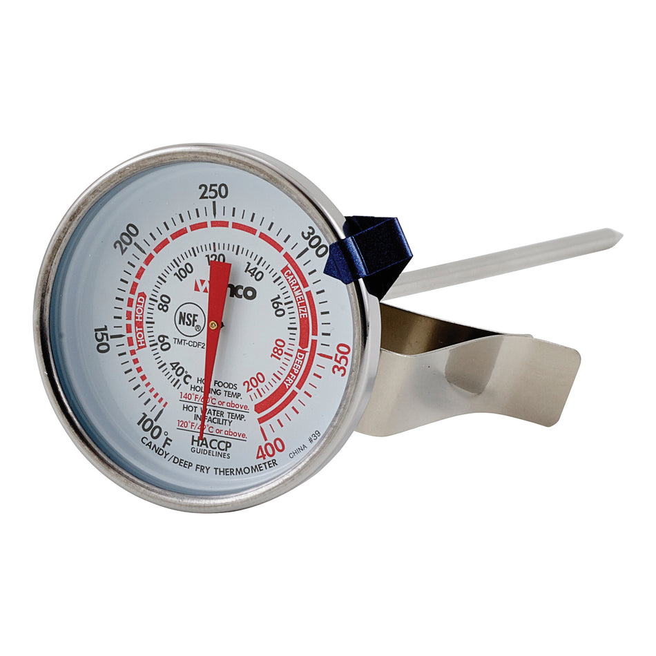 Winco TMT-CDF2 Candy Deep Fry Thermometer 2 Inch Dial Face with Pot Clip