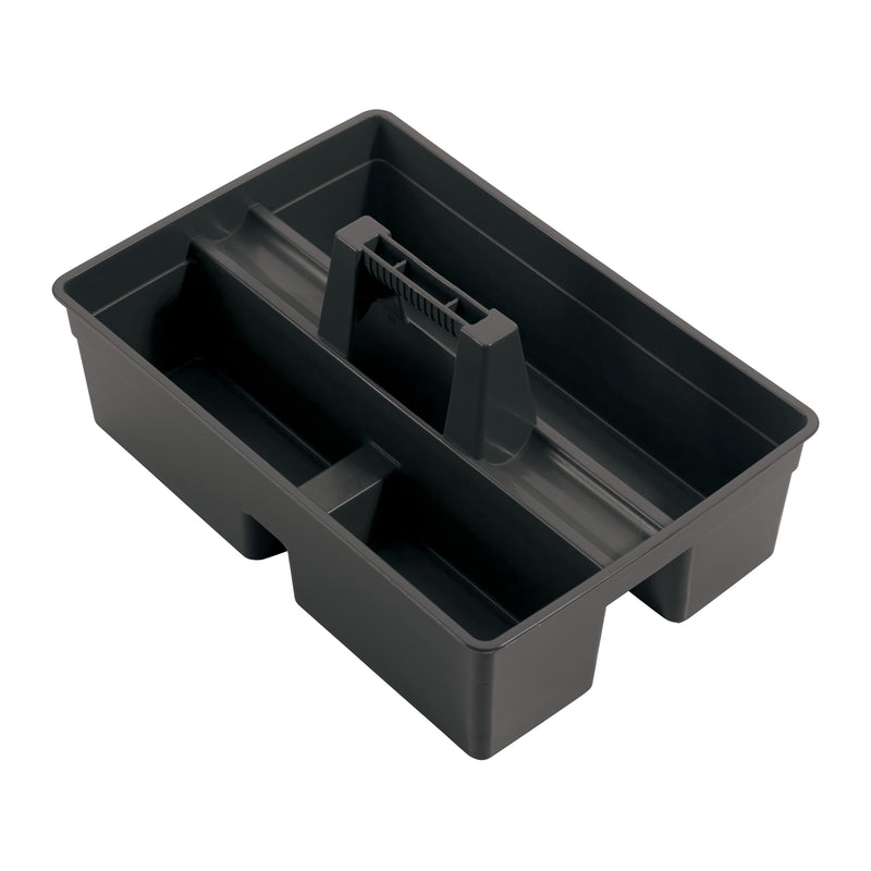 Winco PJC-1511K 15 Inch Janitorial Caddy Black HDPE with 3 Compartment