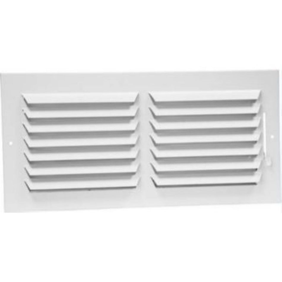 Lima 703875, 12x12 1-Way Air Register, White Steel Sidewall & Ceiling Air Vent with Multi-Shutter Damper
